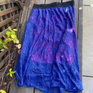 LuLaRoe Blue Pink Midi Skirt / Size S